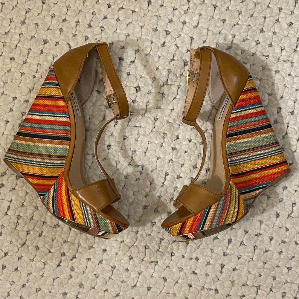 Steve Madden Pucci Wedges Mod T-Strap Sandals 7.5 - image 1